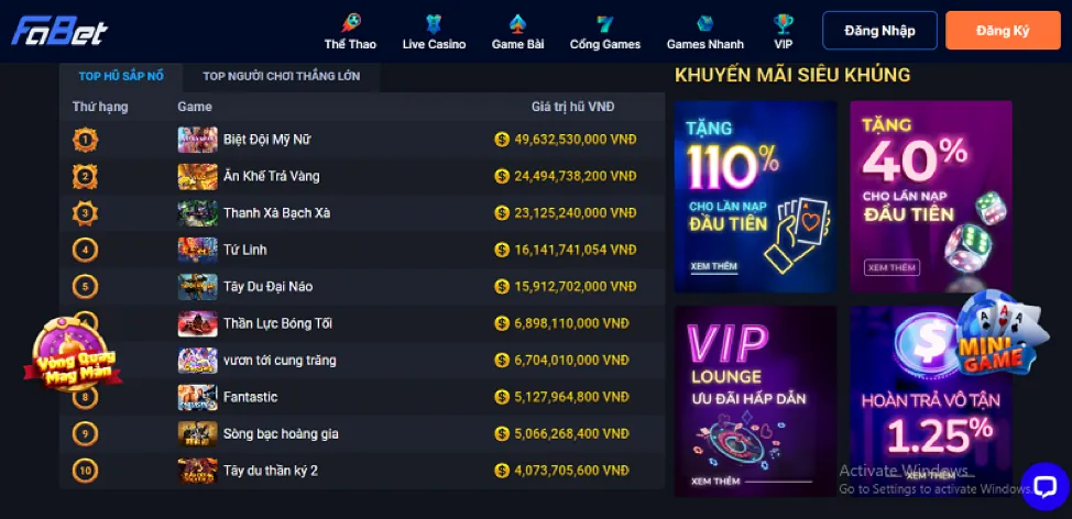 Giao diện ứng dụng mcw777 app trên điện thoại di động